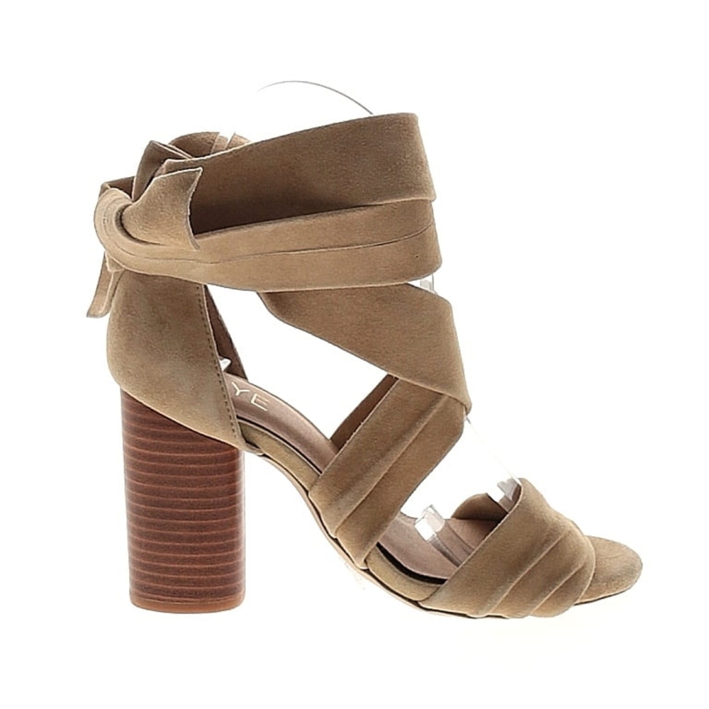 Raye X Revolve Mia Wrap Sandal Chunky Block Heel Tan Size 5.5